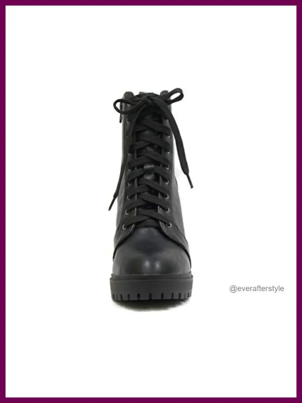 High Stacked Heel Combat Bootie with Lug Sole Platform and Chunky Heel